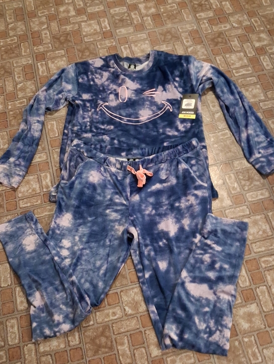 Joe Boxer Other - Joe Boxer Blue Tie-Dye Pajama Set with Pink Smile Accent